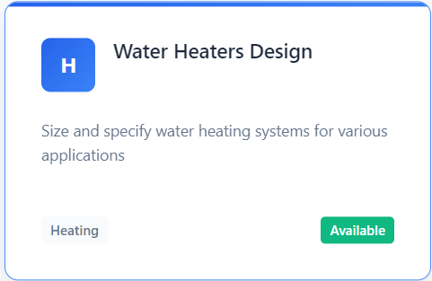 Plumbing Booster water heater selection screen